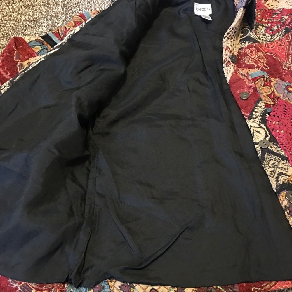 Chico’s Crochet Patchwork Jacket Sz 2 - image 5